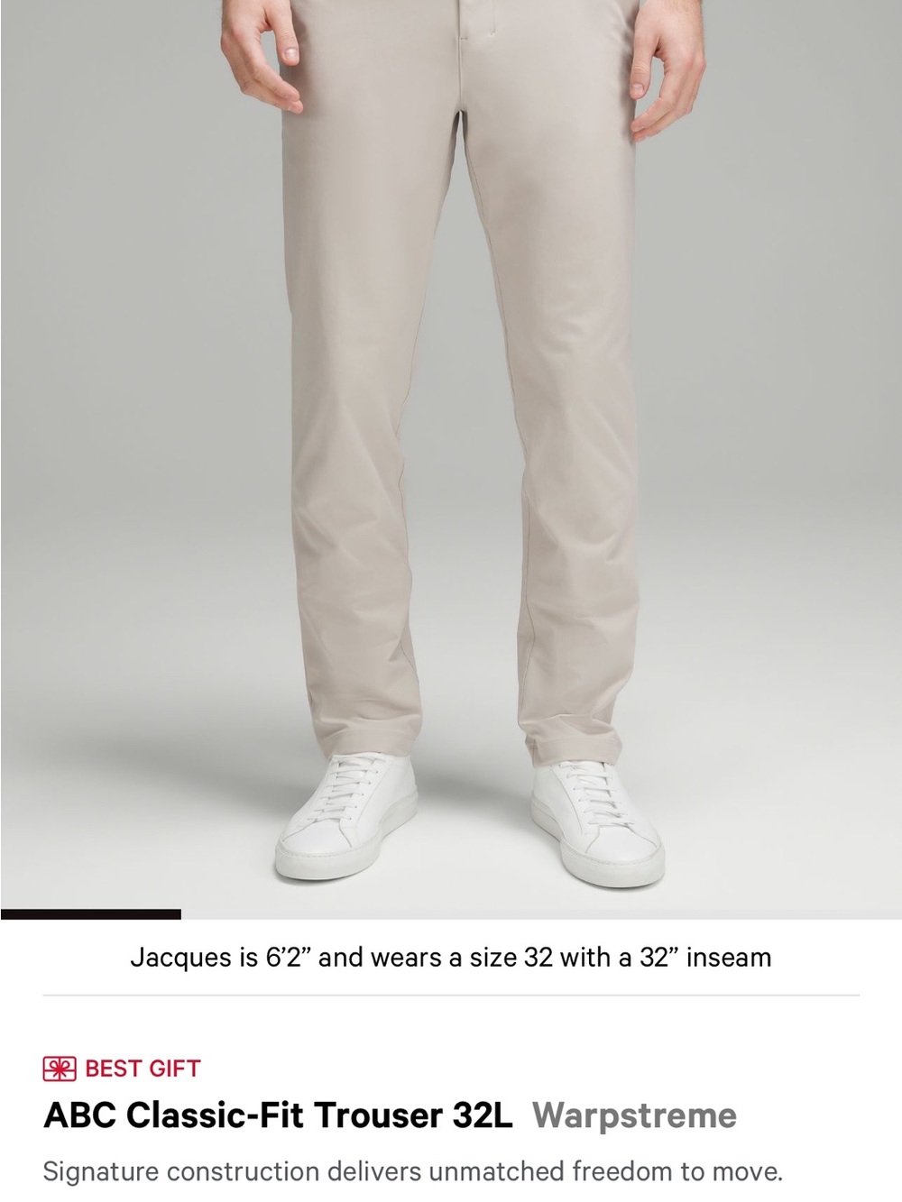 Lululemon Men’s Classic-Fit Trouser Warpstreme 34